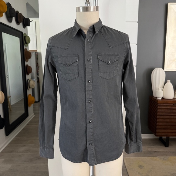 Allsaints Grey Cotton Kicker Shirt, Small - Picture 1 of 15